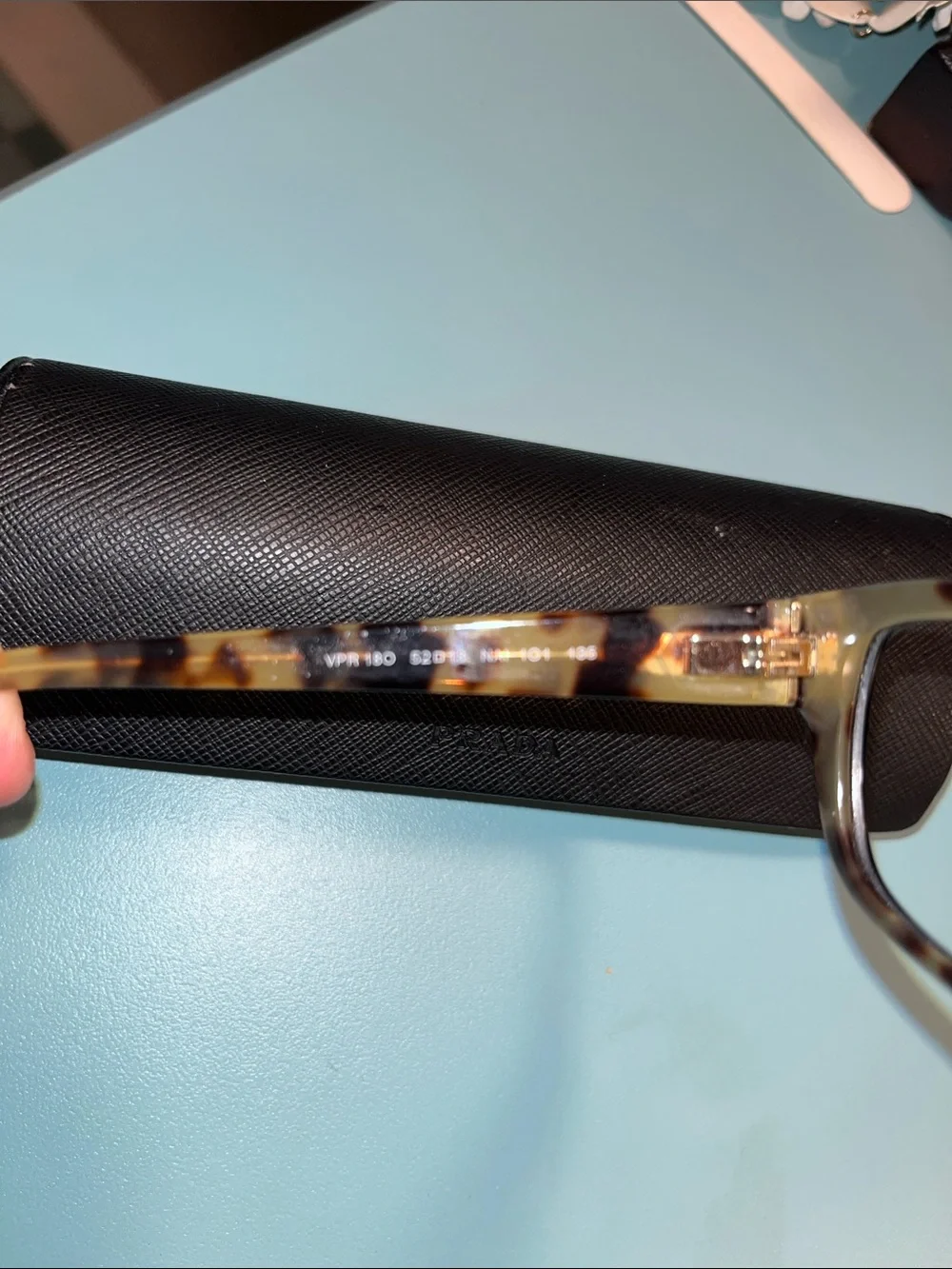 Prada Eyeglasses VPR 18O NAI-1O1 Black on Tokyo Havana Frame Italy 135- in case